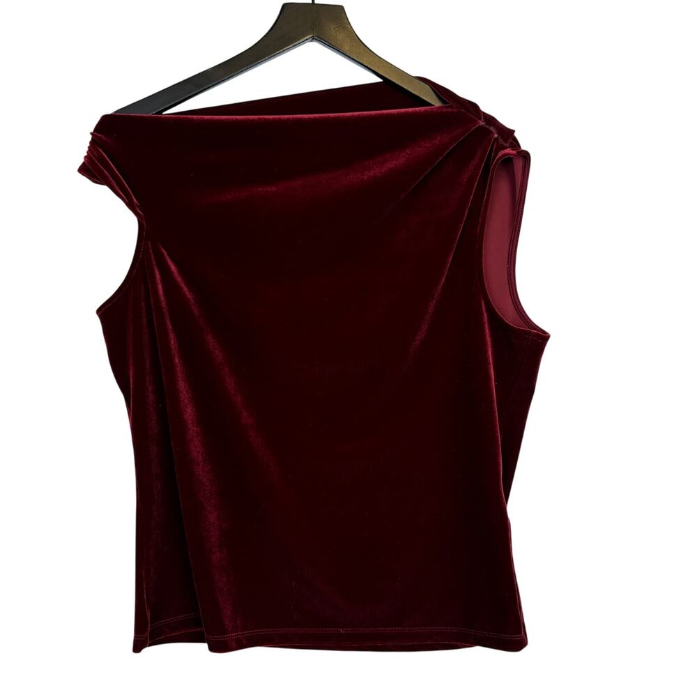 White House Black Market Off Shoulder Draped Velvet Blouse Red - L
